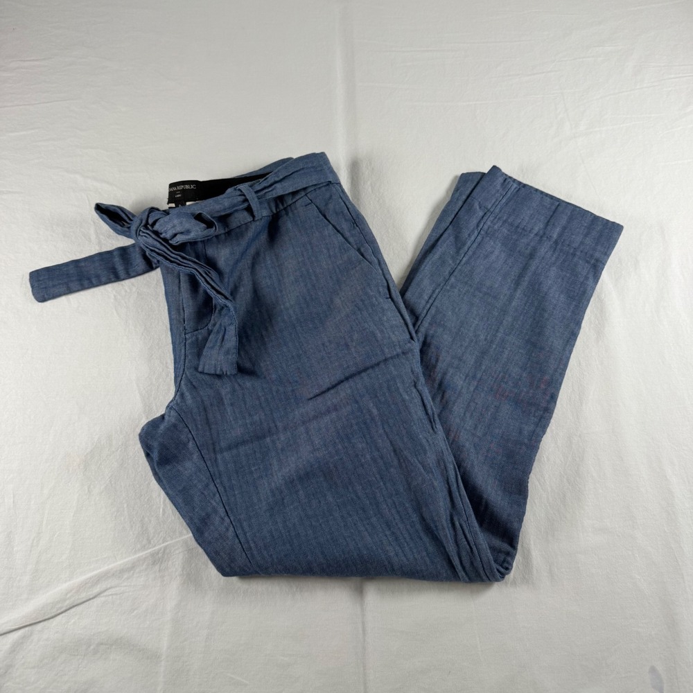 Banana Republic Avery Women's Size 0 Blue‎ Herringbone 100% Cotton Pants